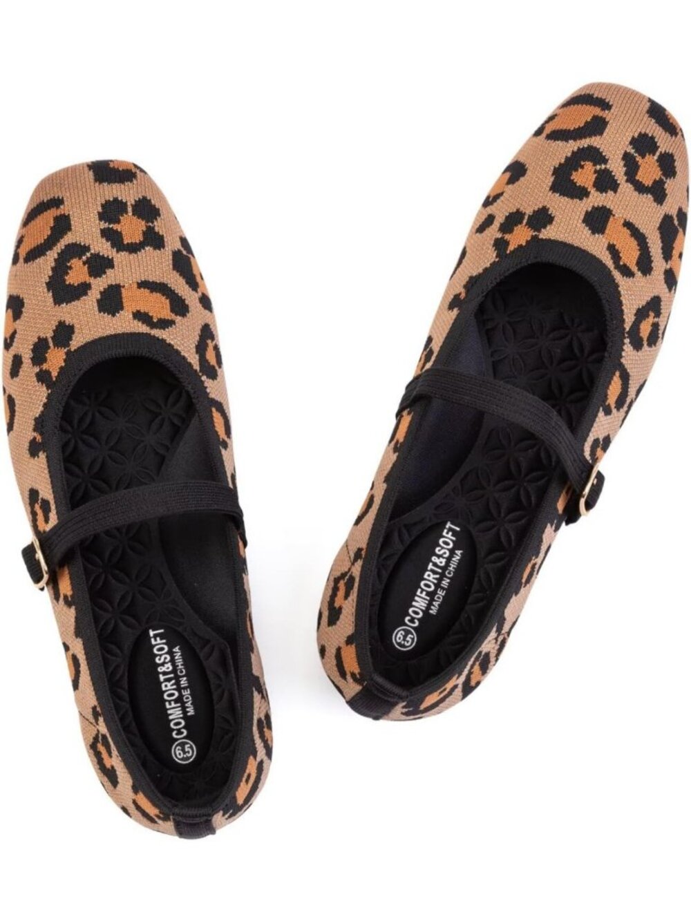 Casual Women's Knitted Mesh Flat Shoes - Comfortable Square Toe Work & Daily